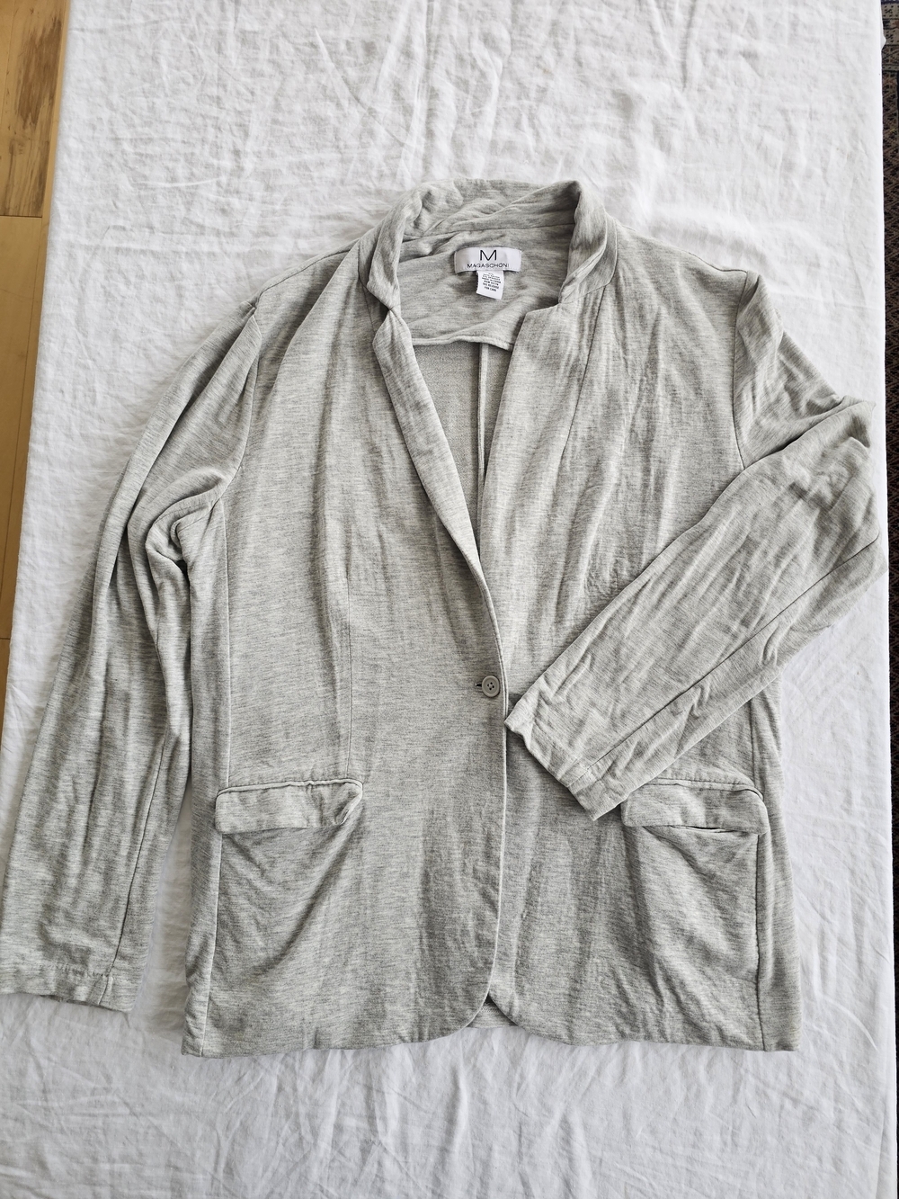 Light Gray Women's Knit Relaxed Blazer Jacket Size XL